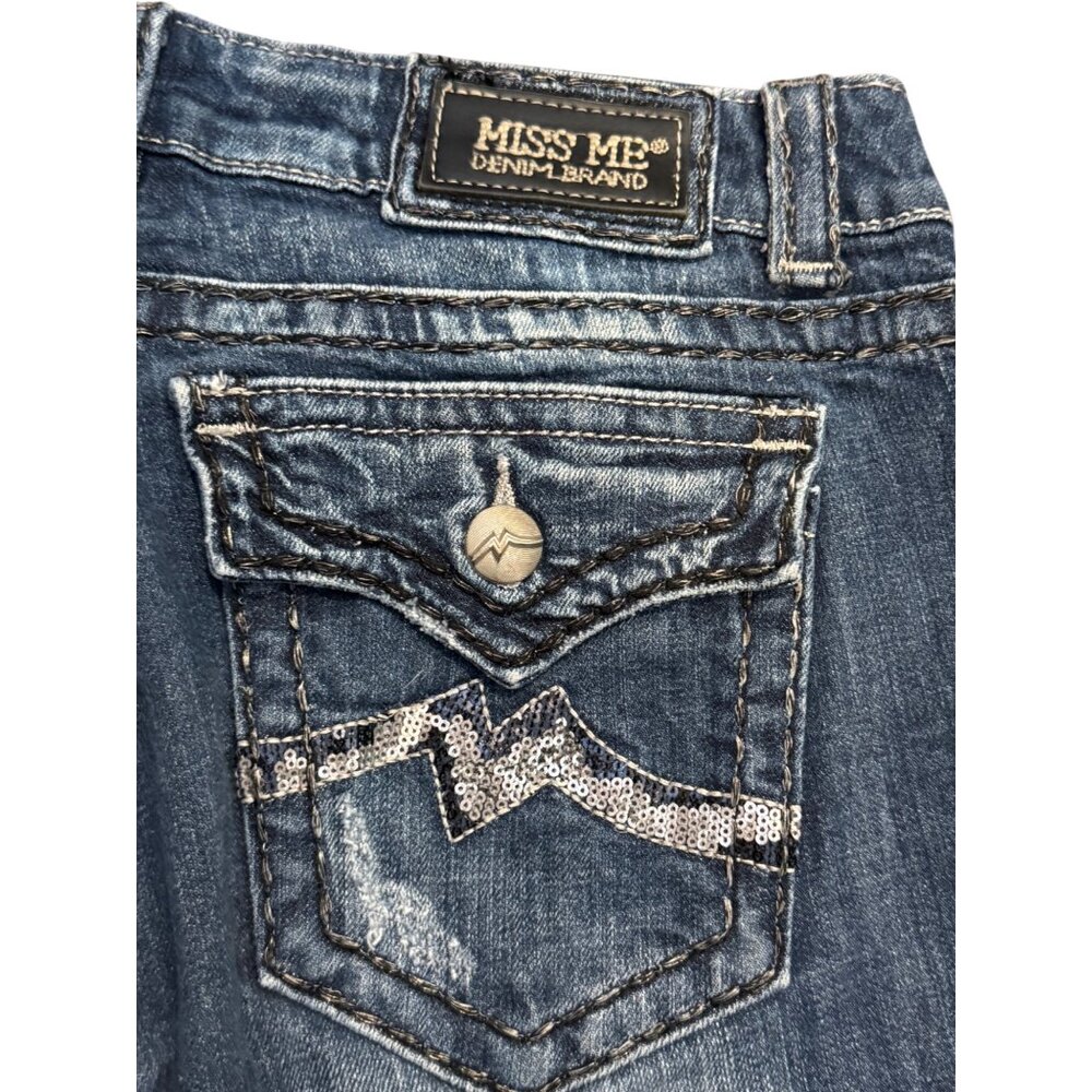 Miss Me Womens Size 30 Straight Leg Jeans Distressed Denim Medium Wash JE1044TX - Picture 6 of 7